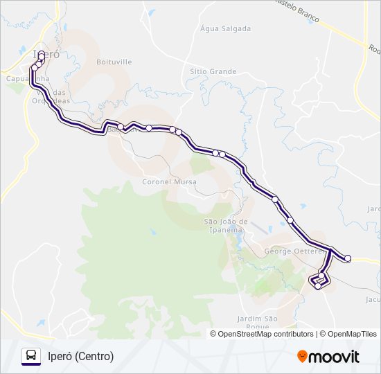 Mapa da linha 6324 IPERÓ - SOROCABA de ônibus