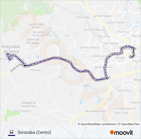 6320 ARAÇOIABA DA SERRA - SOROCABA  Line Map