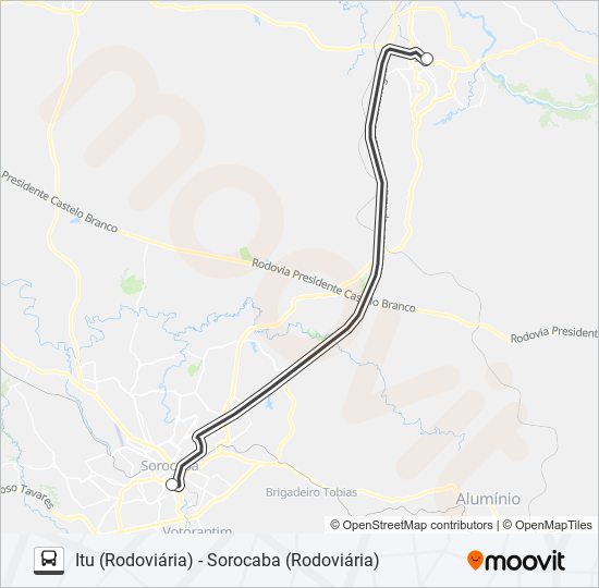 0051-02 ITU (RODOVIÁRIA) - SOROCABA (RODOVIÁRIA) bus Line Map