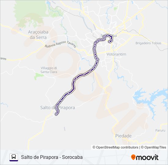 Mapa da linha 6315VP1 SALTO DE PIRAPORA - SOROCABA de ônibus