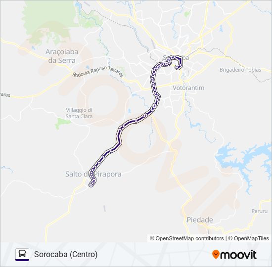 Mapa da linha 6315VP1 SALTO DE PIRAPORA - SOROCABA de ônibus