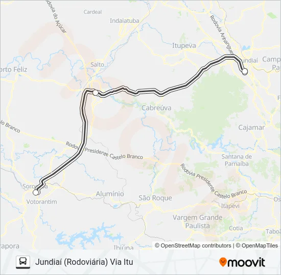 0051-01 JUNDIAÍ (RODOVIÁRIA) - SOROCABA (RODOVIÁRIA) VIA ITU Bus Line Map