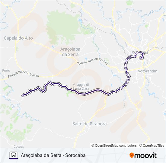 6335 ARAÇOIABA DA SERRA - SOROCABA bus Line Map