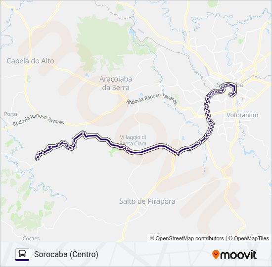 Mapa da linha 6335 ARAÇOIABA DA SERRA - SOROCABA de 