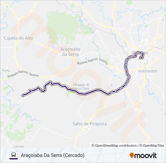 6335 ARAÇOIABA DA SERRA - SOROCABA  Line Map