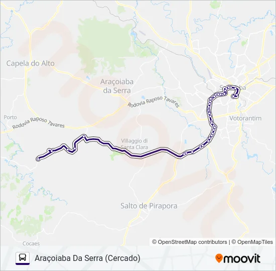 6335 ARAÇOIABA DA SERRA - SOROCABA  Line Map