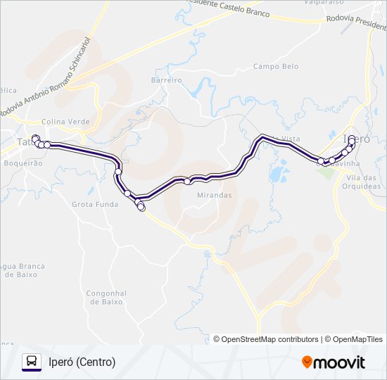 Mapa da linha 6323 IPERÓ - TATUÍ de ônibus