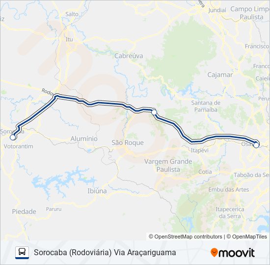 0607-02 OSASCO (RODOVIÁRIA) - SOROCABA (RODOVIÁRIA) bus Line Map