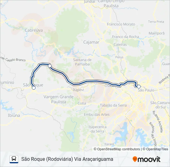 8523-01 SÃO PAULO (BARRA FUNDA) - SÃO ROQUE (RODOVIÁRIA) Bus Line Map