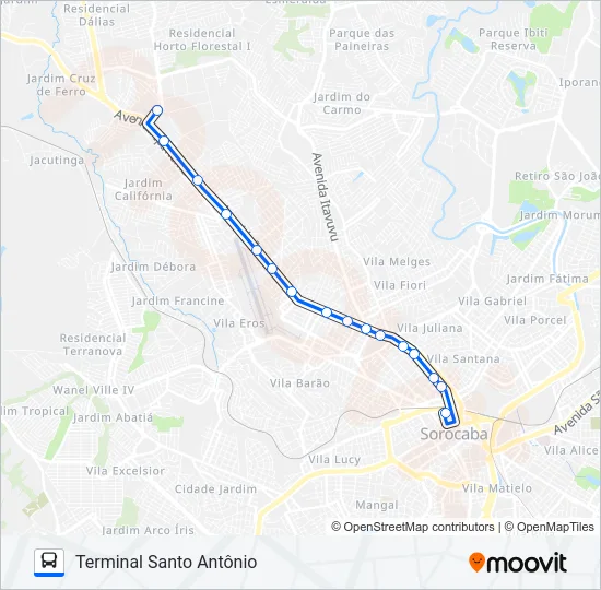 T150 CORREDOR IPANEMA Bus Line Map