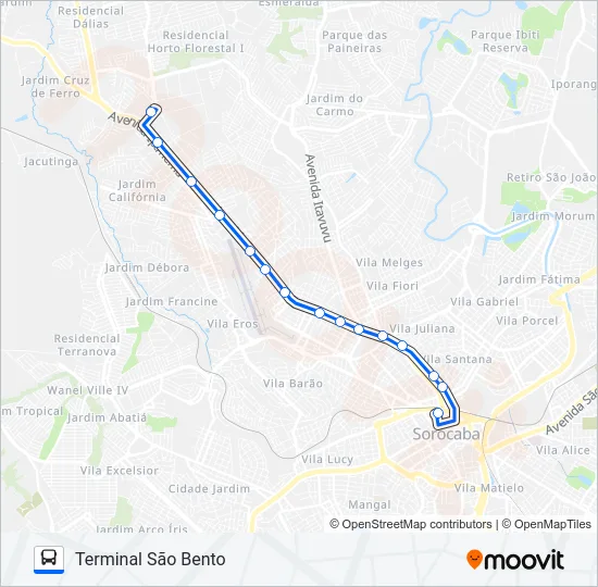 T150 CORREDOR IPANEMA Bus Line Map