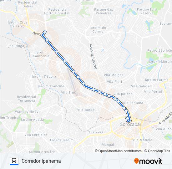 T150 CORREDOR IPANEMA bus Line Map