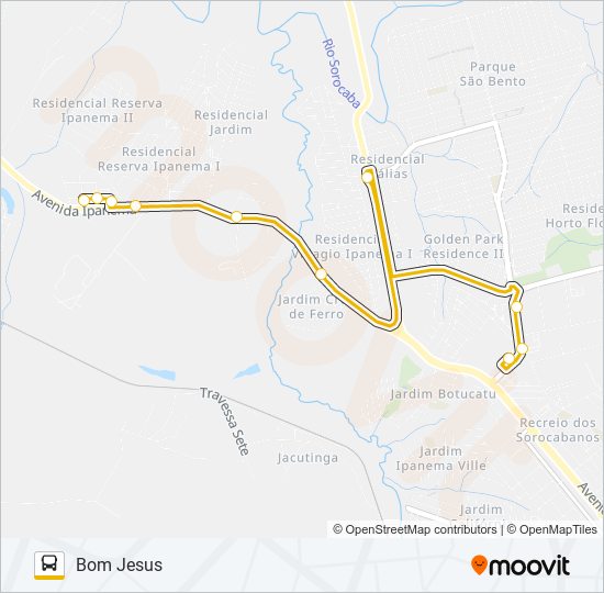 Mapa da linha A26 BOM JESUS de ônibus