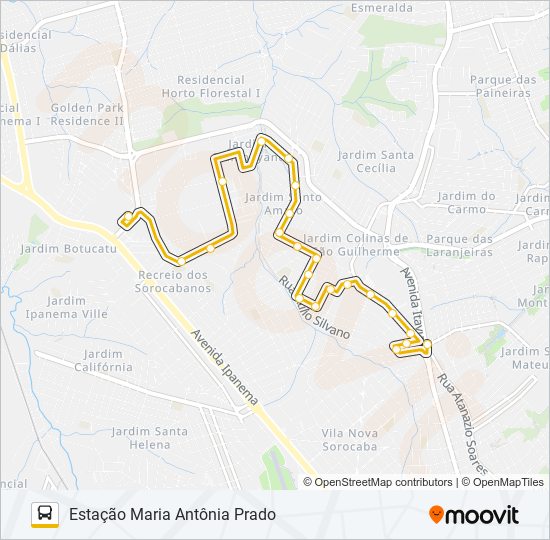 Mapa da linha A59 MARIA EUGÊNIA de ônibus