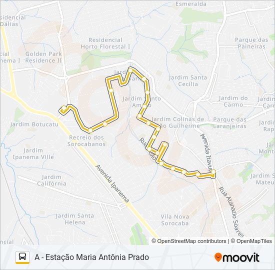 Mapa da linha A59 MARIA EUGÊNIA de ônibus