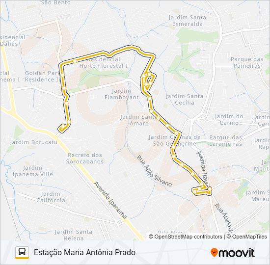 Mapa da linha A76 SÃO GUILHERME de ônibus