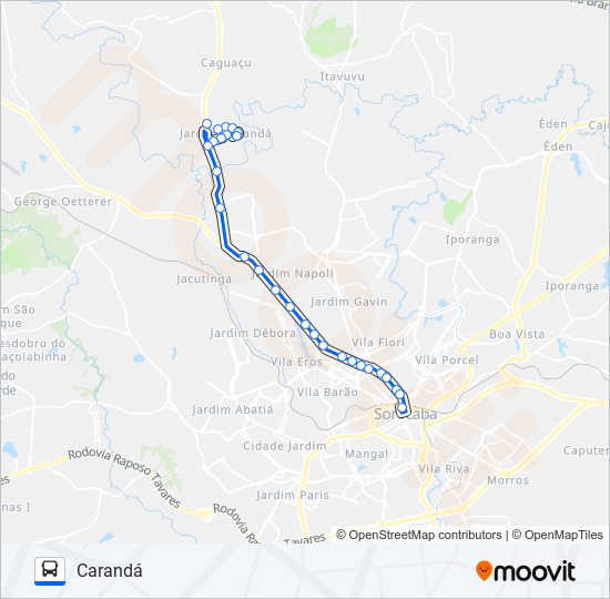 Mapa de E180 CARANDÁ de autobús