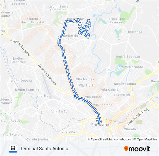 Mapa de E120 PAINEIRAS de autobús