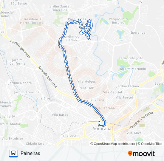 E120 PAINEIRAS Bus Line Map