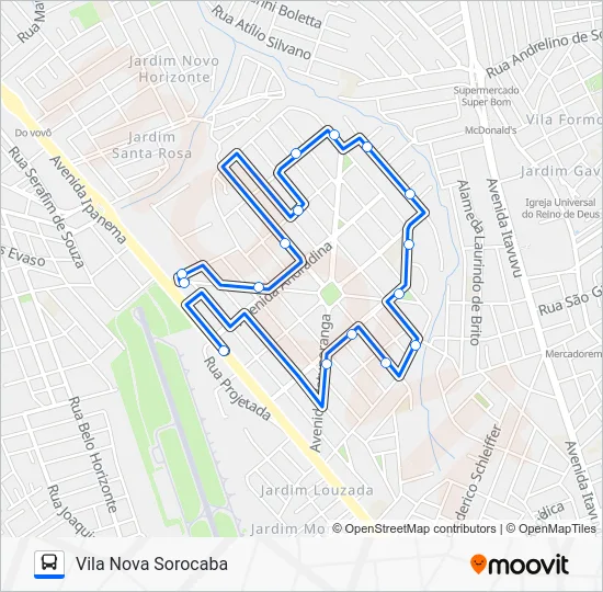 E170 NOVA SOROCABA Bus Line Map