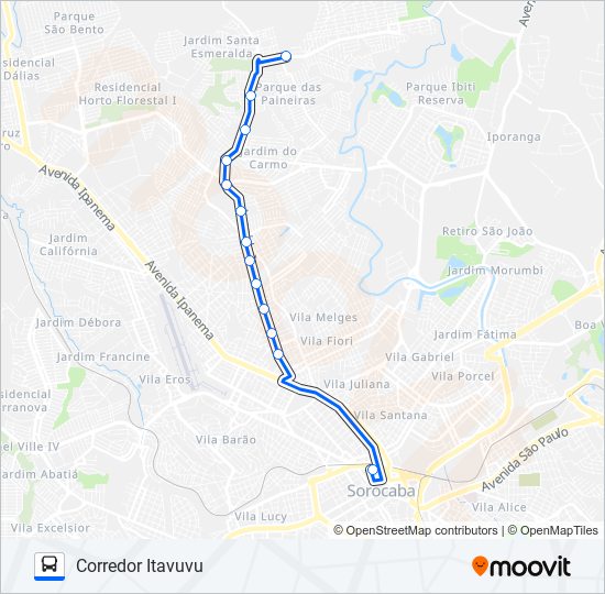 T140 CORREDOR ITAVUVU bus Line Map