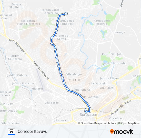 T140 CORREDOR ITAVUVU bus Line Map