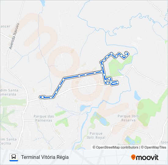 Mapa da linha E110 VITÓRIA RÉGIA 2 E 3 de ônibus