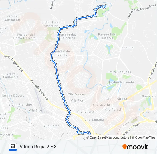 E110 VITÓRIA RÉGIA 2 E 3 Bus Line Map