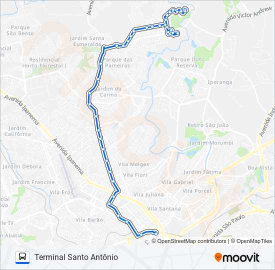 Mapa da linha E110 VITÓRIA RÉGIA 2 E 3 de ônibus