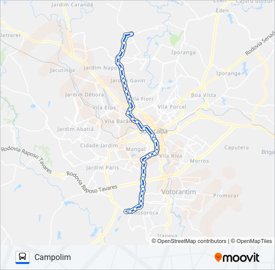 Mapa da linha D200 ESTRUTURAL NORTE-SUL de ônibus