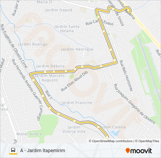 Mapa da linha A21 LOPES DE OLIVEIRA de ônibus