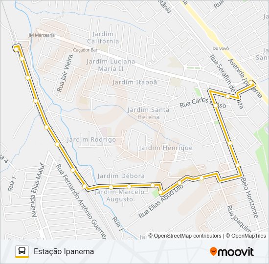 Mapa da linha A21 LOPES DE OLIVEIRA de ônibus