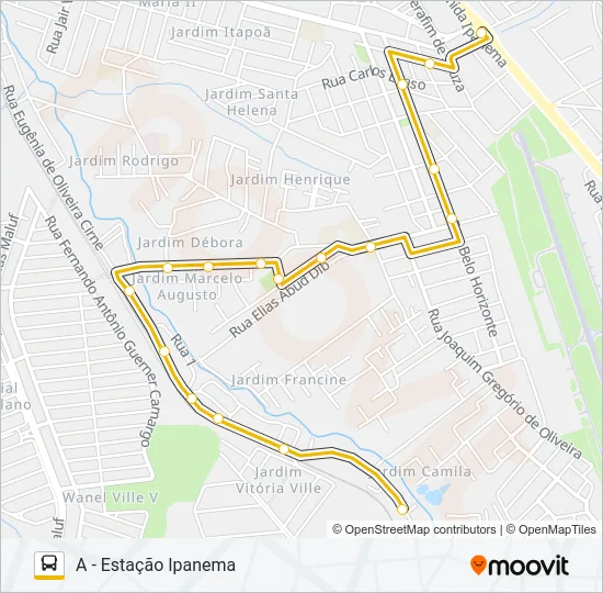 A21 LOPES DE OLIVEIRA Bus Line Map