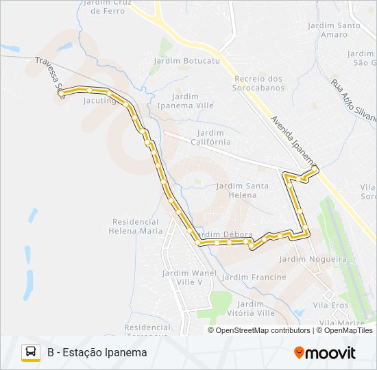Mapa da linha A21 LOPES DE OLIVEIRA de ônibus
