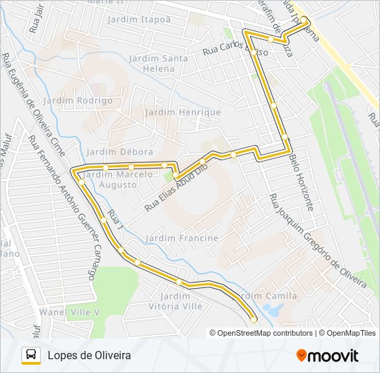 Mapa da linha A21 LOPES DE OLIVEIRA de ônibus