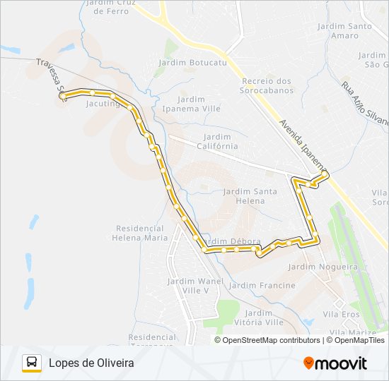 Mapa da linha A21 LOPES DE OLIVEIRA de ônibus