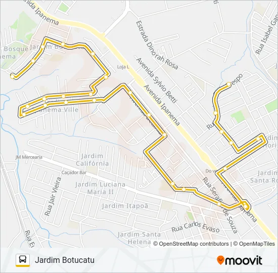 A70 NOVO HORIZONTE - BOTUCATU Bus Line Map
