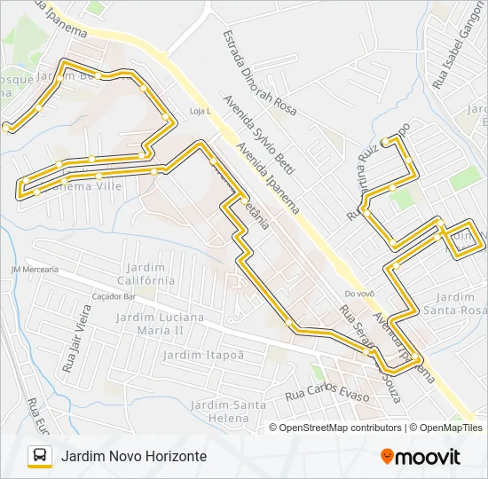 A70 NOVO HORIZONTE - BOTUCATU Bus Line Map