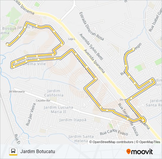 A70 NOVO HORIZONTE - BOTUCATU bus Line Map