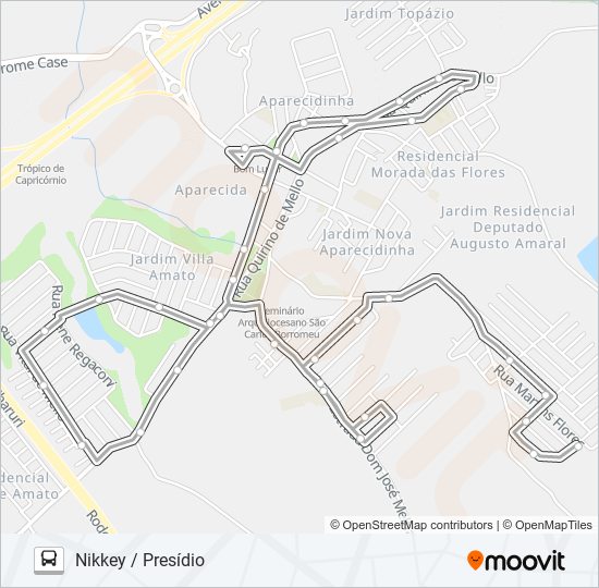 Mapa de 481 NIKKEY / PRESÍDIO de autobús