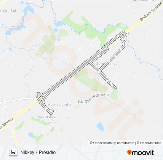 Mapa da linha 481 NIKKEY / PRESÍDIO de ônibus