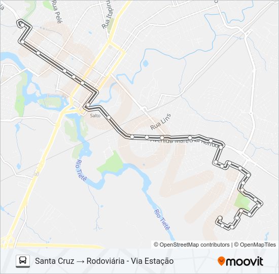 Mapa da linha 003 SANTA CRUZ de ônibus