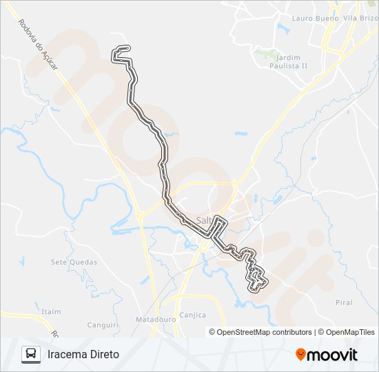 Mapa da linha 020 IRACEMA / BURU de ônibus