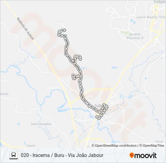 Mapa de 020 IRACEMA / BURU de autobús