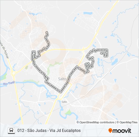 Mapa da linha 012 NAÇÕES / SÃO JUDAS de ônibus