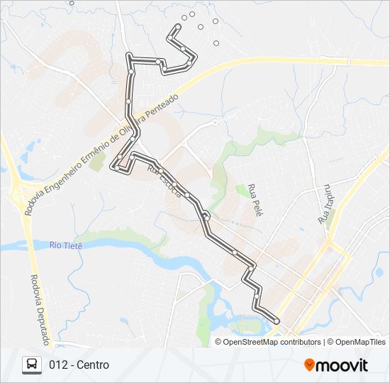 Mapa da linha 012 NAÇÕES / SÃO JUDAS de ônibus