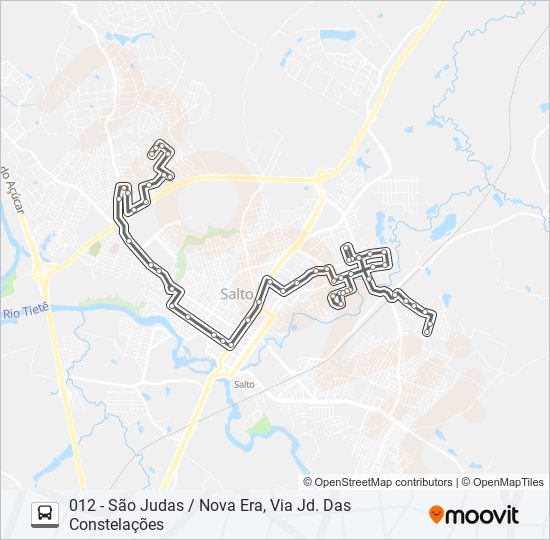 Mapa de 012 NAÇÕES / SÃO JUDAS de autobús