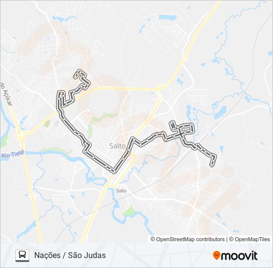 Mapa de 012 NAÇÕES / SÃO JUDAS de autobús