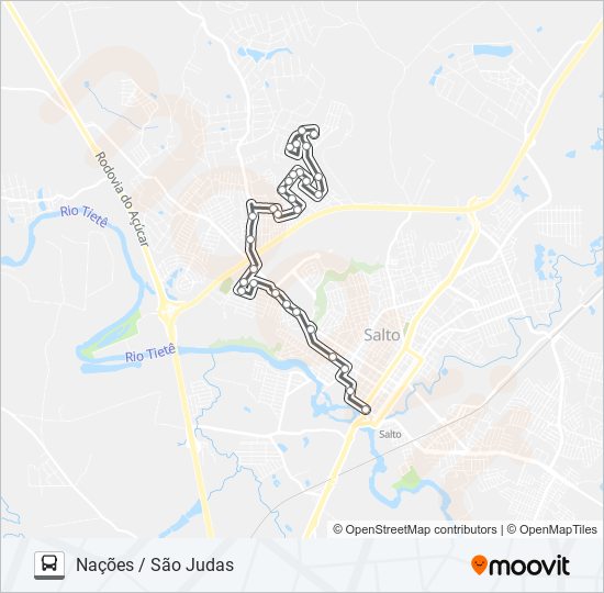 Mapa da linha 012 NAÇÕES / SÃO JUDAS de ônibus