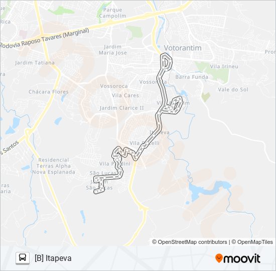 Mapa da linha 3116 ITAPEVA VIA JATAÍ de ônibus